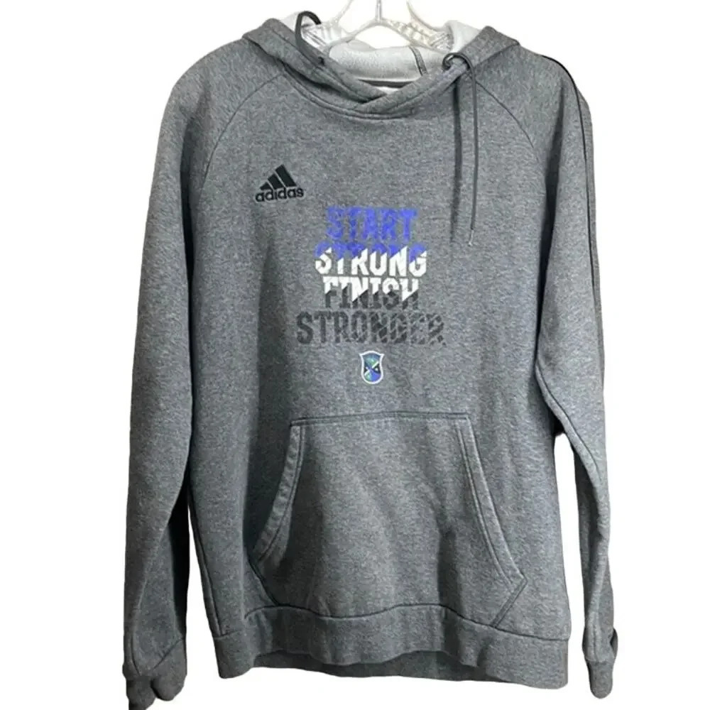 Adidas "Start Strong Finish Stronger" Gray Hoodie Size Medium (M)